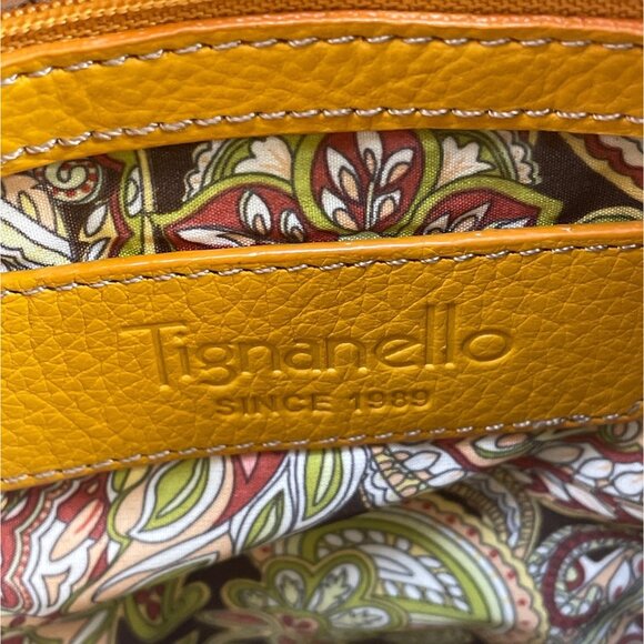 Tignanello Women’s Yellow Leather With Front Zip Pocket Crossbody Bag - Picture 13 of 13